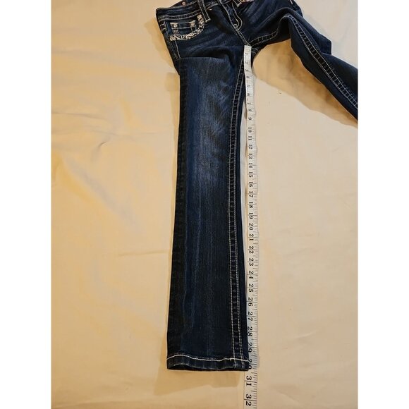 Miss Me Girls Jeans  Rhinestone Flap Pockets KE8143SJ Sz 14, 25 X 30 - Picture 3 of 7